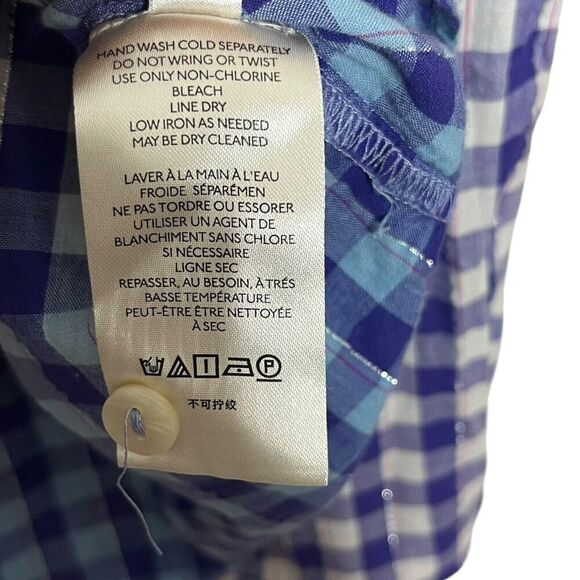 Anthropologie Pilcro Deb Ombre Shirt Women’s Size Medium Blue Gingham Button Top - Picture 11 of 11
